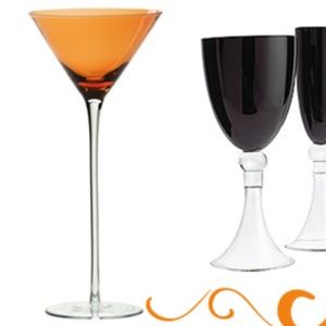 CB2 11 inch Tall Tini Martini Orange Glass
